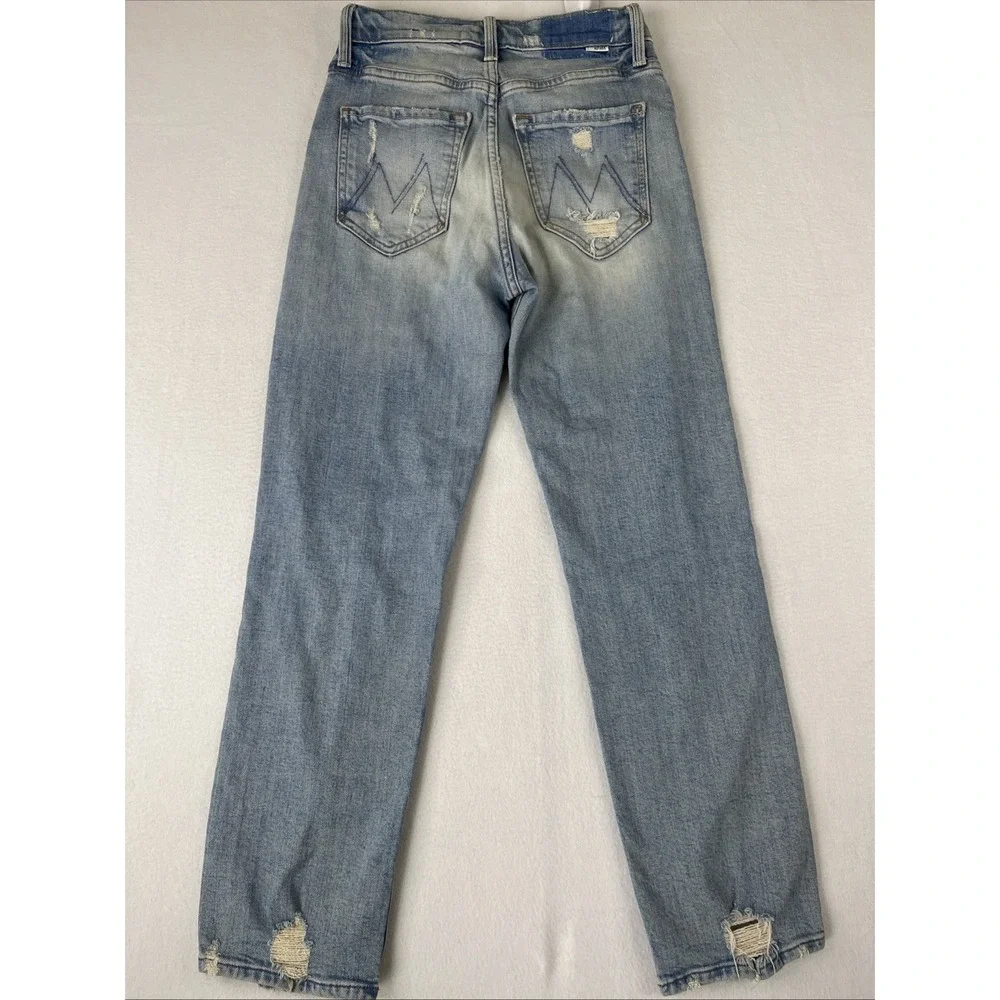 Mother Superior The Tomcat The Confession Distressed High Waisted Jeans 24 Blue